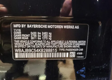 2019 BMW M550Xi from USA, damaged, VIN WBAJB9C54KB288815